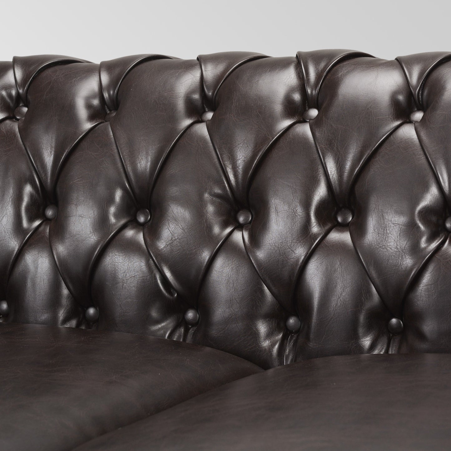 Adetokunbo Tufted Leather Chesterfield 3 Seater Sofa