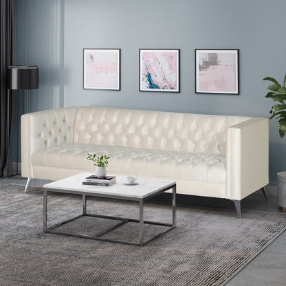 Harnoor Contemporary Tufted Velvet 3 Seater Sofa