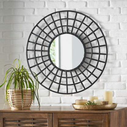 Hiram Handcrafted Modern Round Wall Mirror