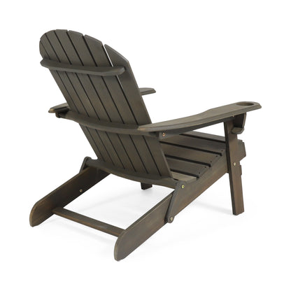Kandyce Outdoor Acacia Wood Folding Adirondack Chair With Cup Holder