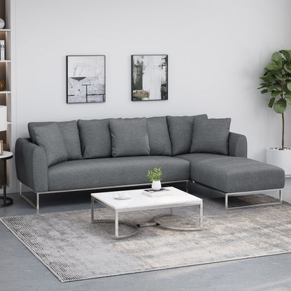 Clarke Contemporary Fabric 4 Seater Chaise Lounge Sectional Sofa