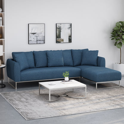 Clarke Contemporary Fabric 4 Seater Chaise Lounge Sectional Sofa