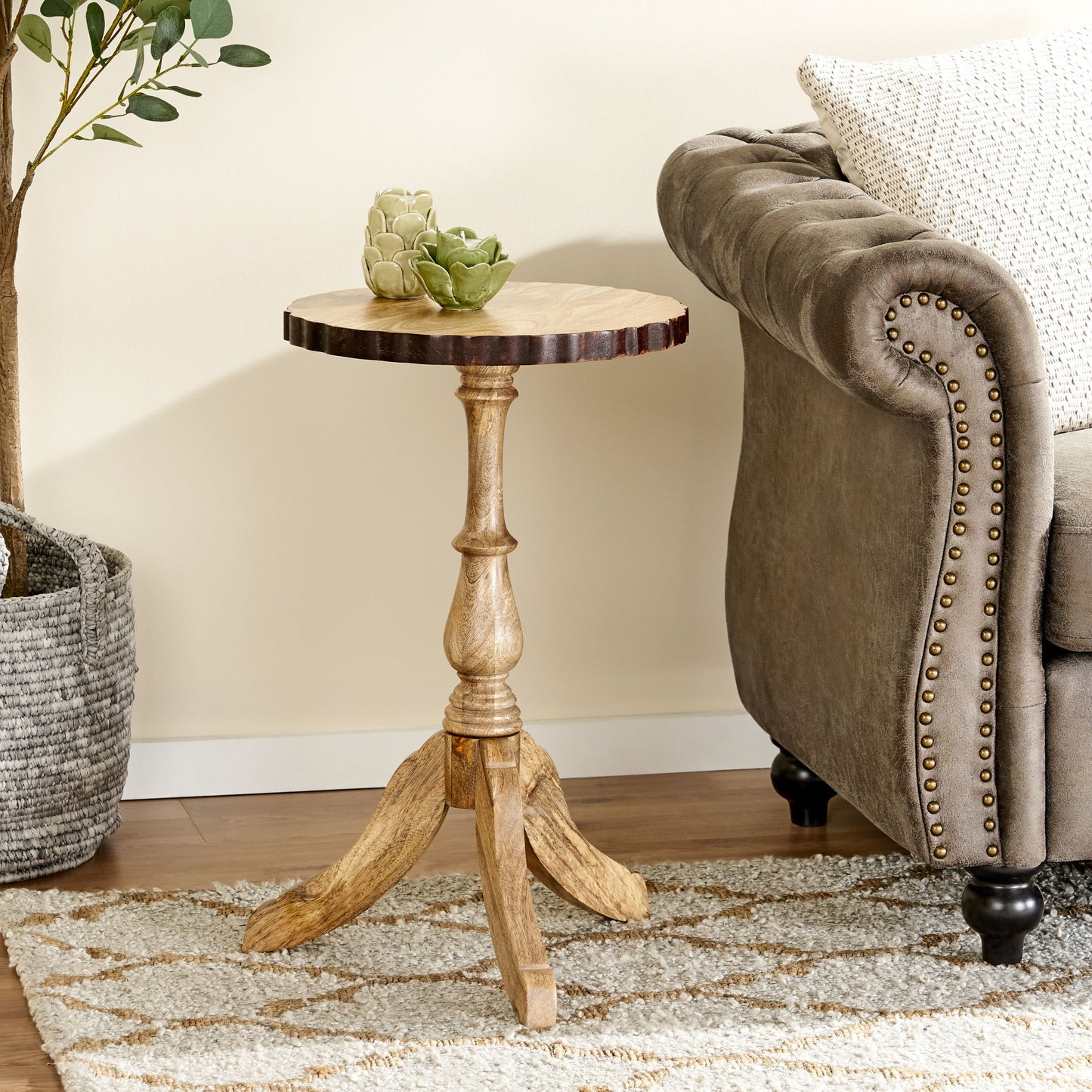 Perry Handcrafted Boho Mango Wood End Table