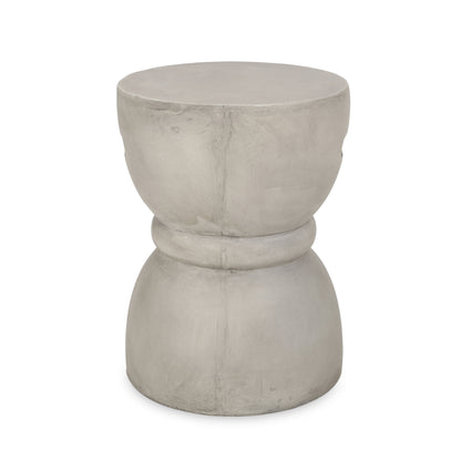 Domitri Outdoor Contemporary Lightweight Concrete Accent Side Table