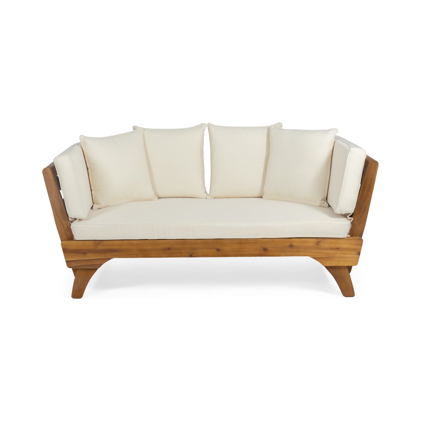 Oceanna Outdoor Acacia Wood and Rope Expandable Daybed with Cushions