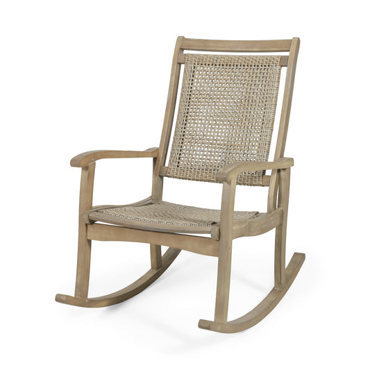 Dory Outdoor Rustic Wicker Rocking Chair
