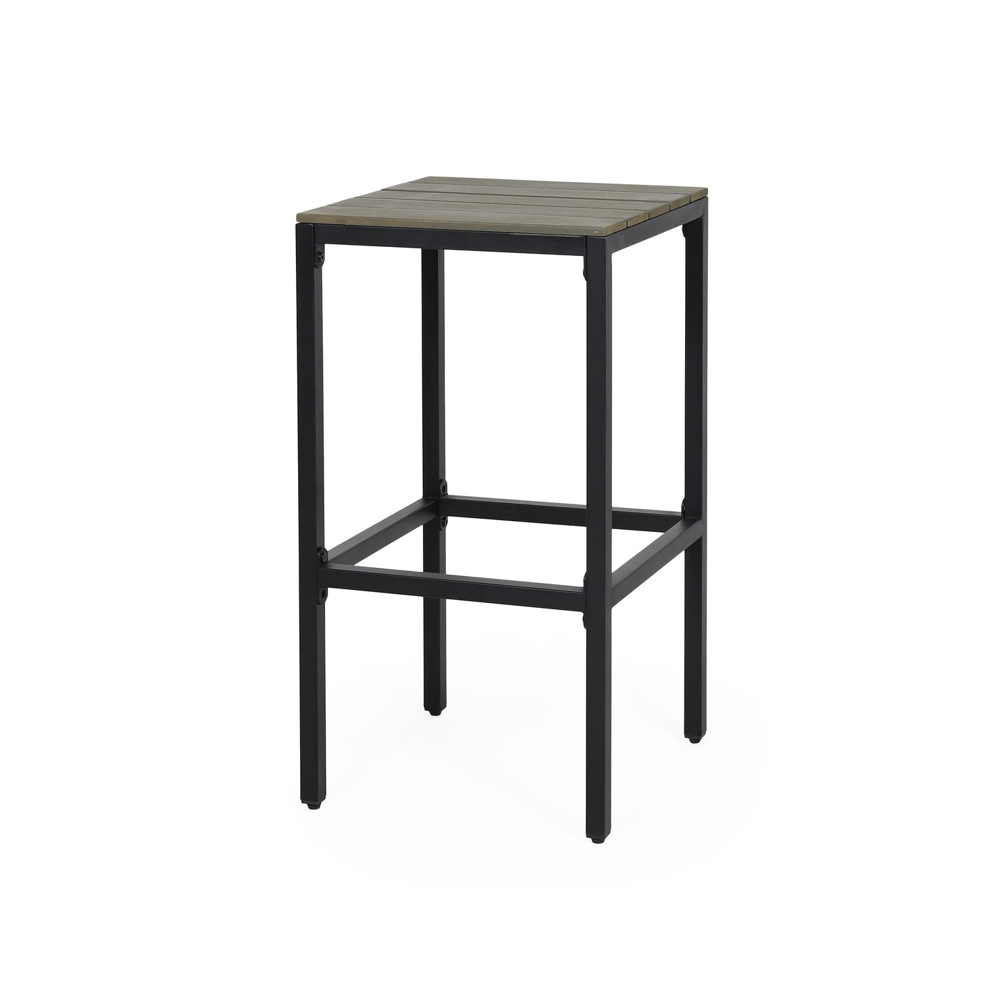 Arath Outdoor Modern Industrial Acacia Wood Bar Stools (Set of 4)