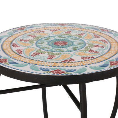 Frimy Outdoor Side Table with Tile Top