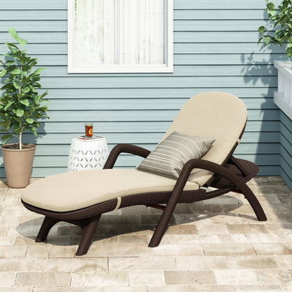 Riley Outdoor Faux Wicker Chaise Lounge with Cushion