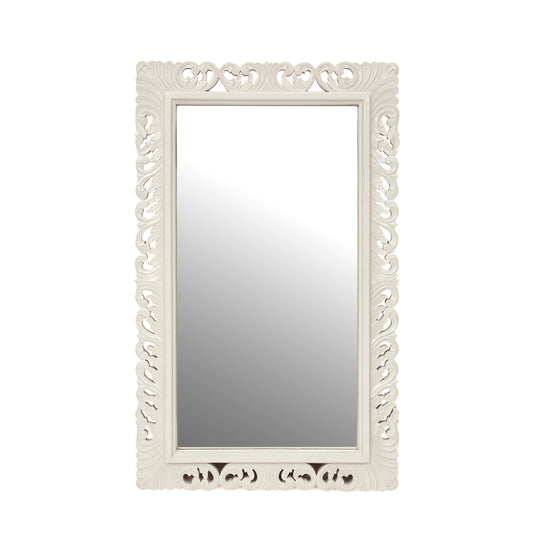 Negley Traditional Handcrafted Standing Mirror, White