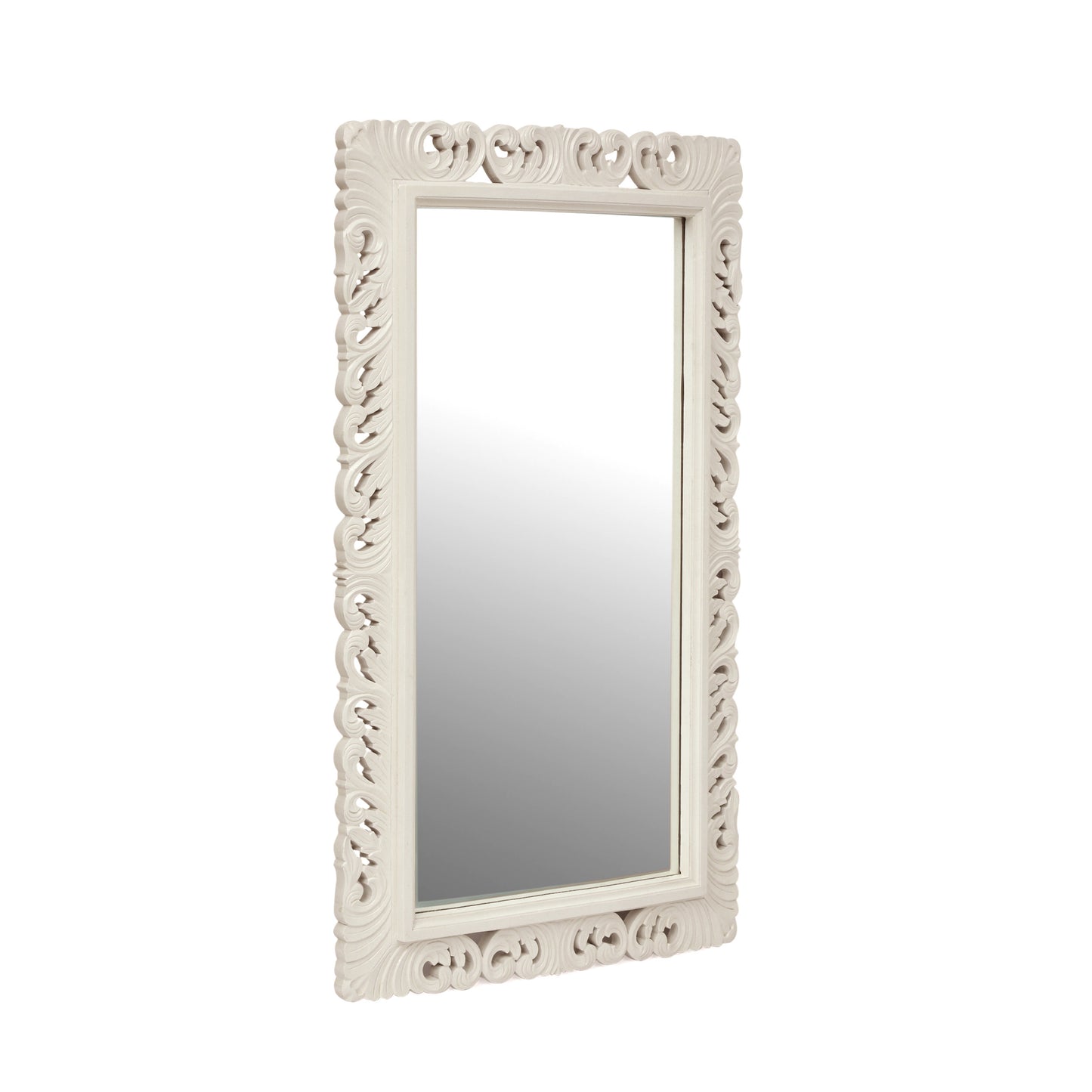 Negley Traditional Handcrafted Standing Mirror, White