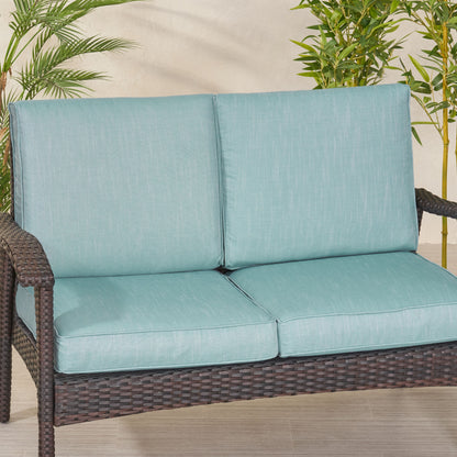 Atiyah Outdoor Water Resistant Fabric Loveseat Cushions with Piping