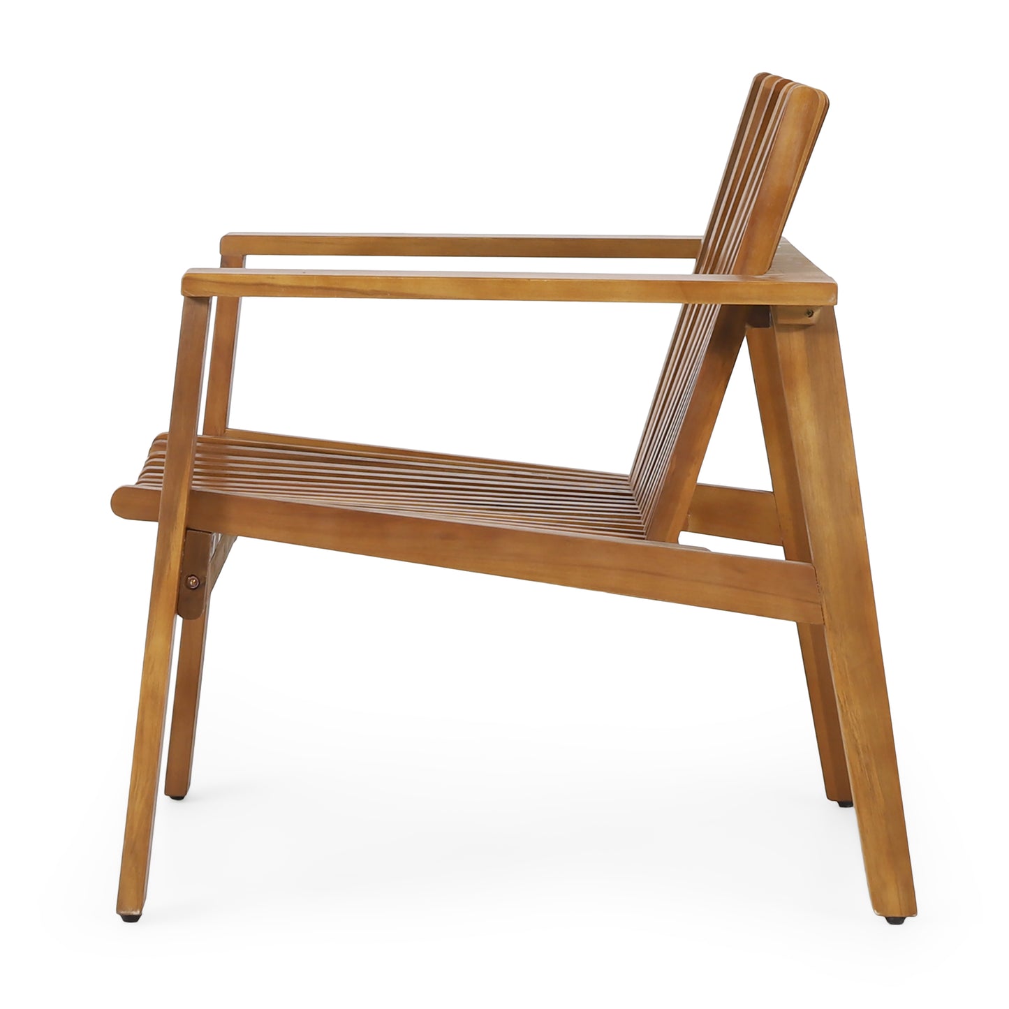 Naomi Outdoor Acacia Wood Slatted Club Chairs, Set of 2, Teak