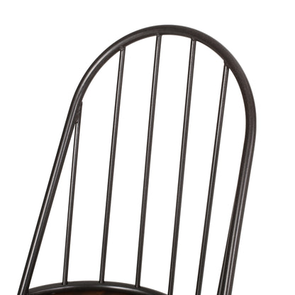 Conwell Farmhouse Spindle Back Dining Chairs, Set of 2, Dark Brown and Black