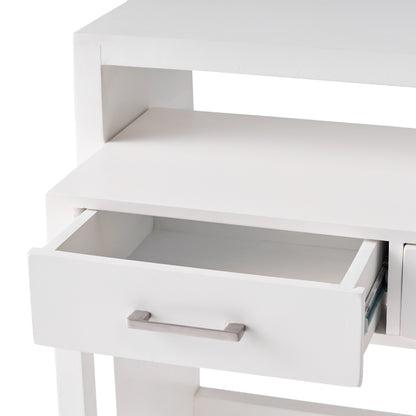 Axelle Contemporary Mango Wood Secretary Desk with Storage, White