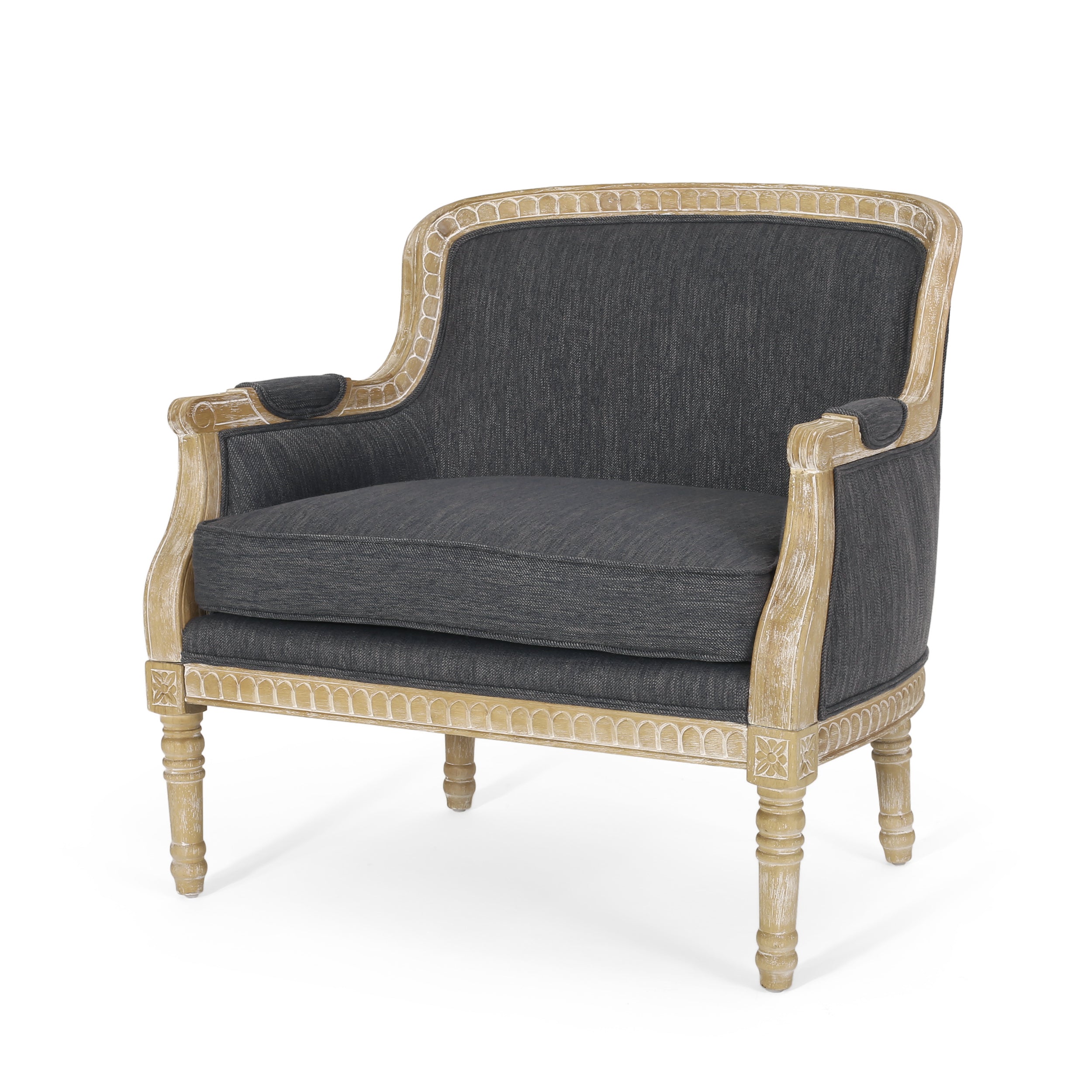 Bennion French Country Fabric Upholstered Club Chair GDFStudio