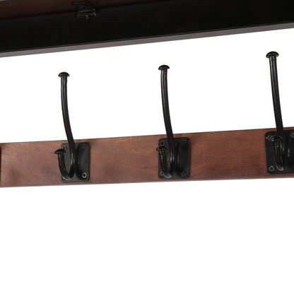 Chafin Willards Modern Industrial Handcrafted Mango Wood Coat Rack with Bench, Cafe Brown and Black
