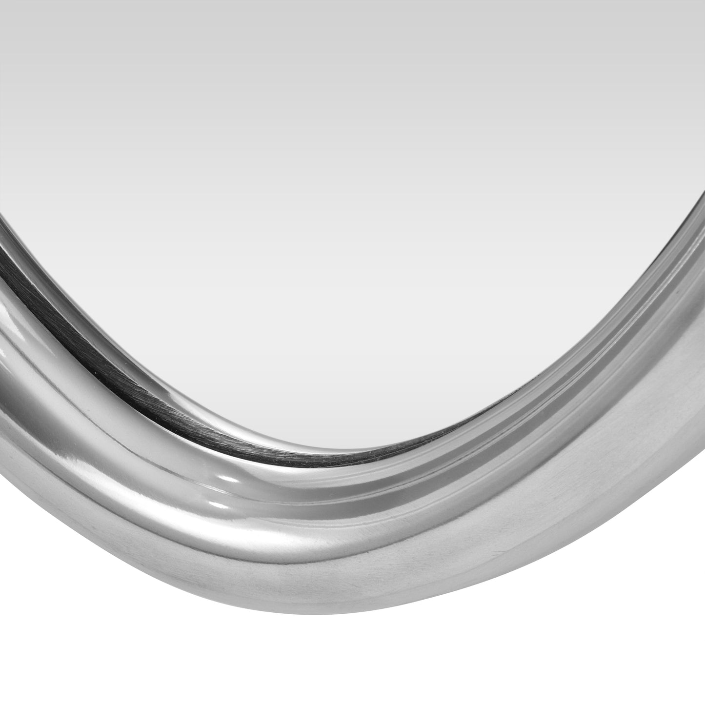 Loris Modern Handcrafted Oval Aluminum Wall Mirror, Silver