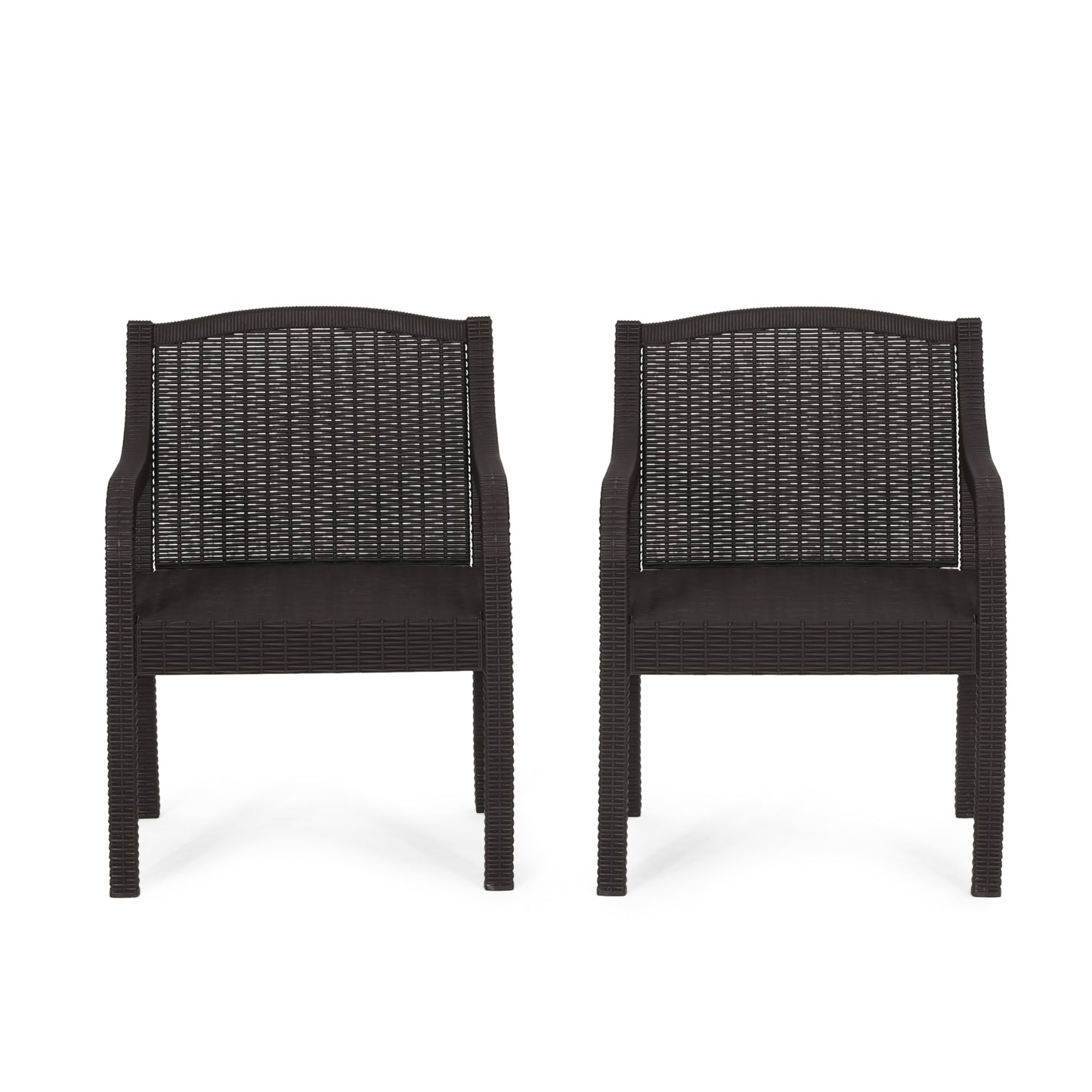 Covecrest Outdoor Faux Wicker Dining Chairs, Set of 2, Dark Brown