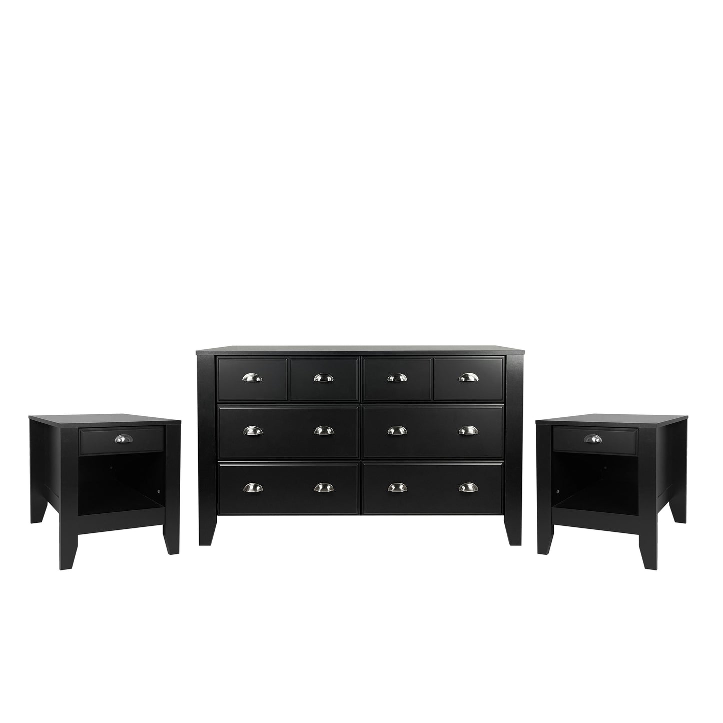 Cleary Contemporary Faux Wood 3 Piece Double Dresser and Nightstand Bedroom Set