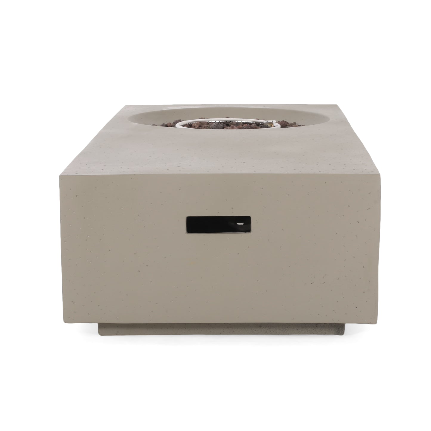 Fernhill Outdoor 50,000 BTU Lightweight Concrete Rectangular Fire Pit Table with Tank Holder, Light Gray