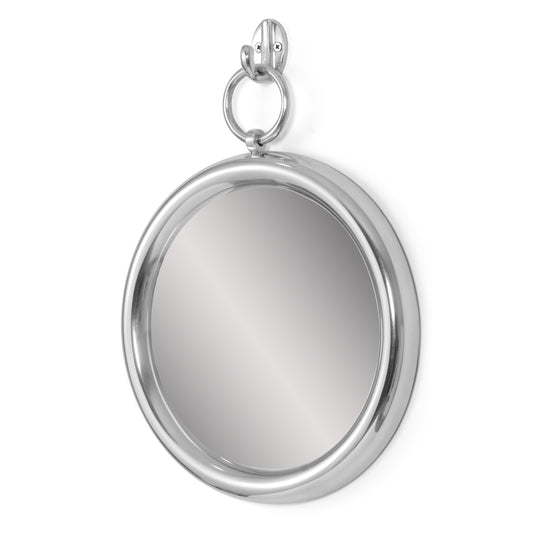 Sunbury Modern Handcrafted Round Aluminum Wall Mirror, Silver