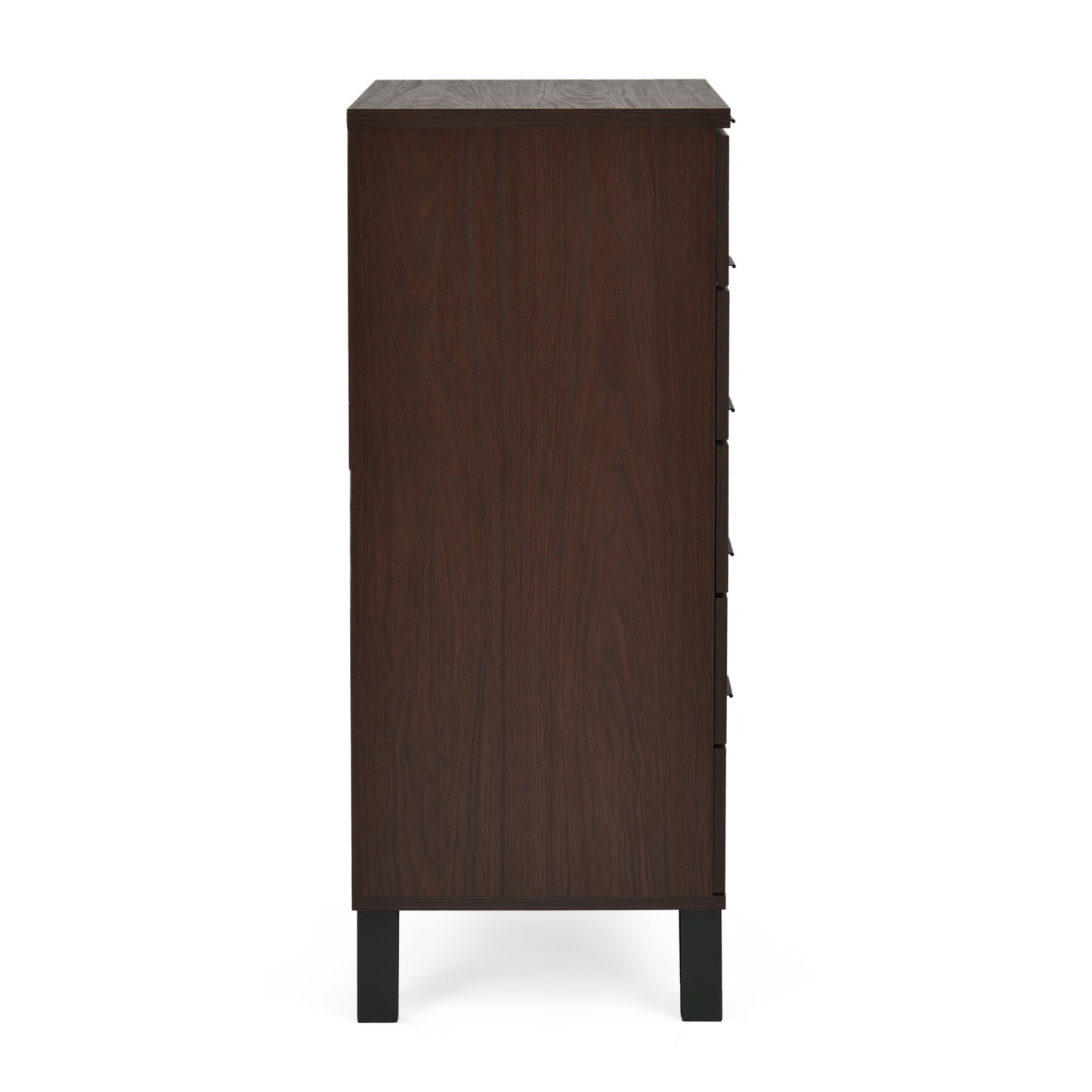 Demijen Modern Industrial 5 Drawer Dresser, Walnut and Matte Black