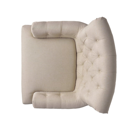 Harvey Contemporary Button-Tufted Fabric Club Chair with Rolled Backrest