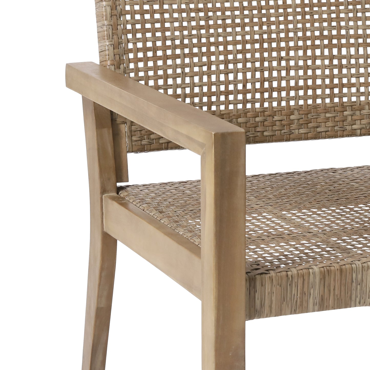 Elmcrest Outdoor Wicker and Acacia Wood Club Chairs, Set of 2, Light Multibrown and Light Brown
