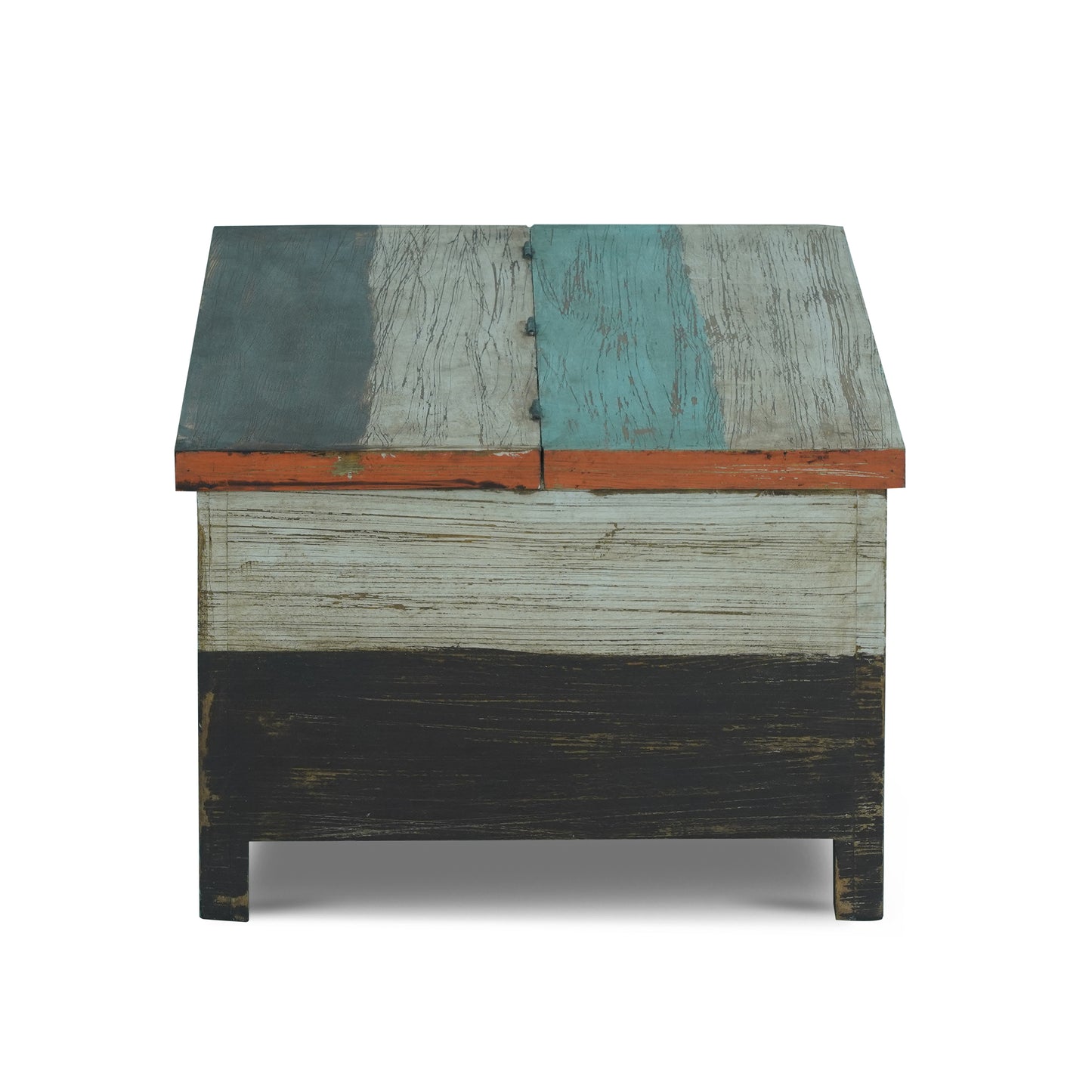 Templin Boho Handmade Distressed Mango Wood Storage Coffee Table, Multicolored