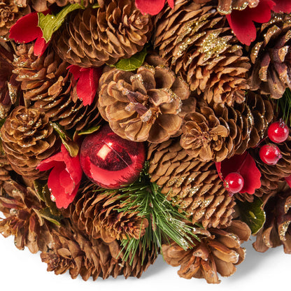 Artificial Pre Decorated Pinecone and Glitter Tabletop Christmas Tree