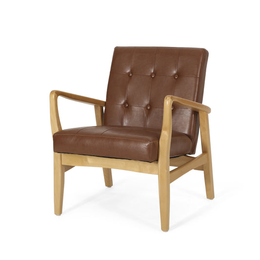 Callisto Mid Century Modern Upholstered Club Chair with Wood Frame