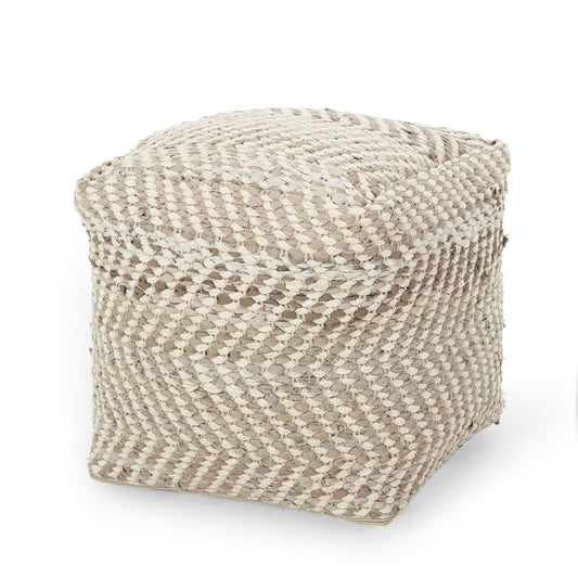 Cyril Handcrafted Boho Fabric Cube Pouf