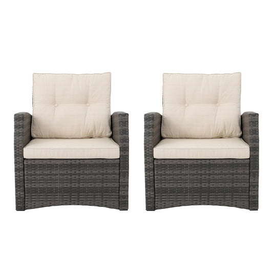 Nikki Outdoor Wicker Club Chairs with Cushions, Set of 2
