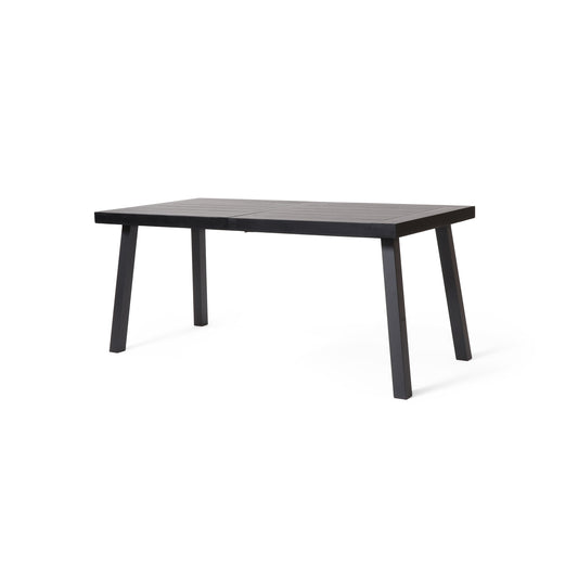 Chitwood Indoor Modern Industrial Acacia Wood Dining Table, Black