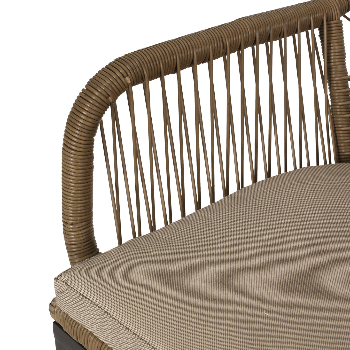Fromberg Outdoor Wicker Dining Chair with Cushion, Set of 2, Light Brown and Beige