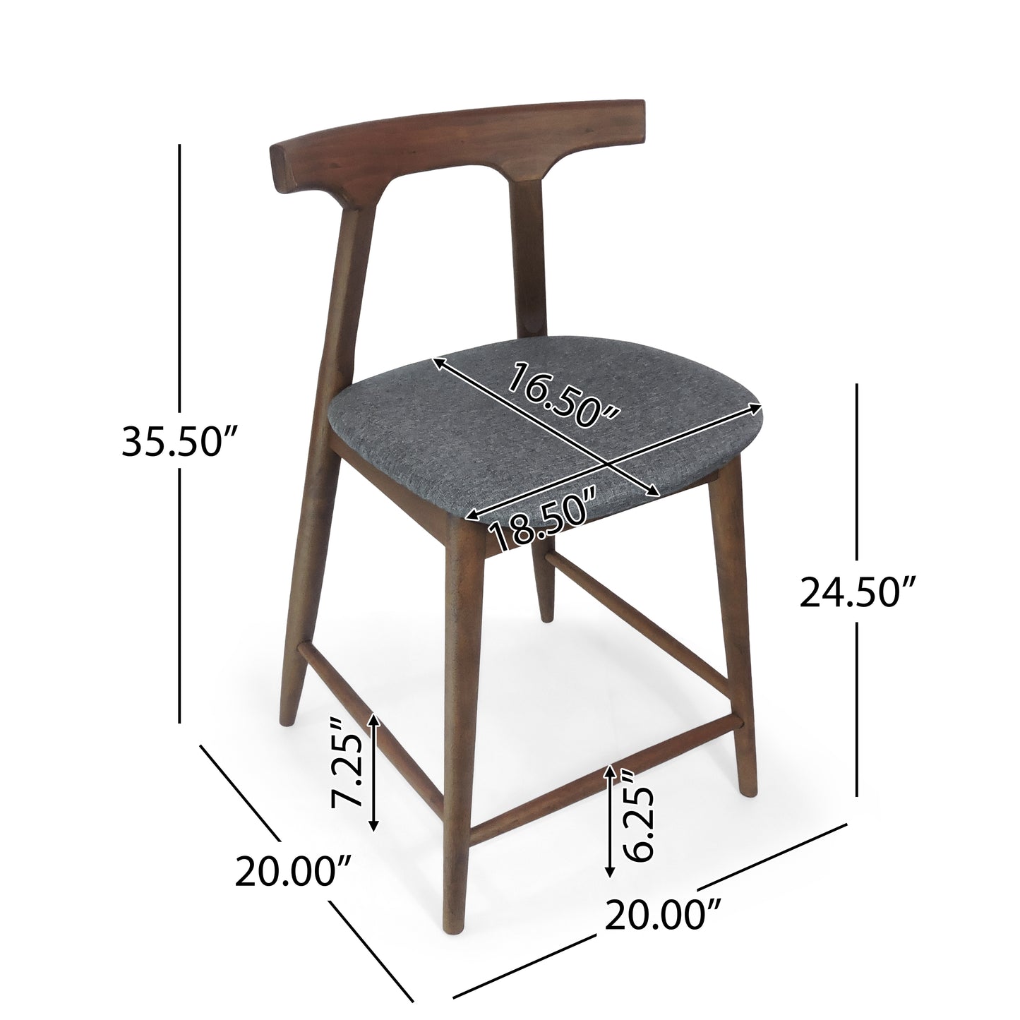 Annett Mid Century Modern Fabric Upholstered Wood 24.5 Inch Counter Stools (Set of 2)