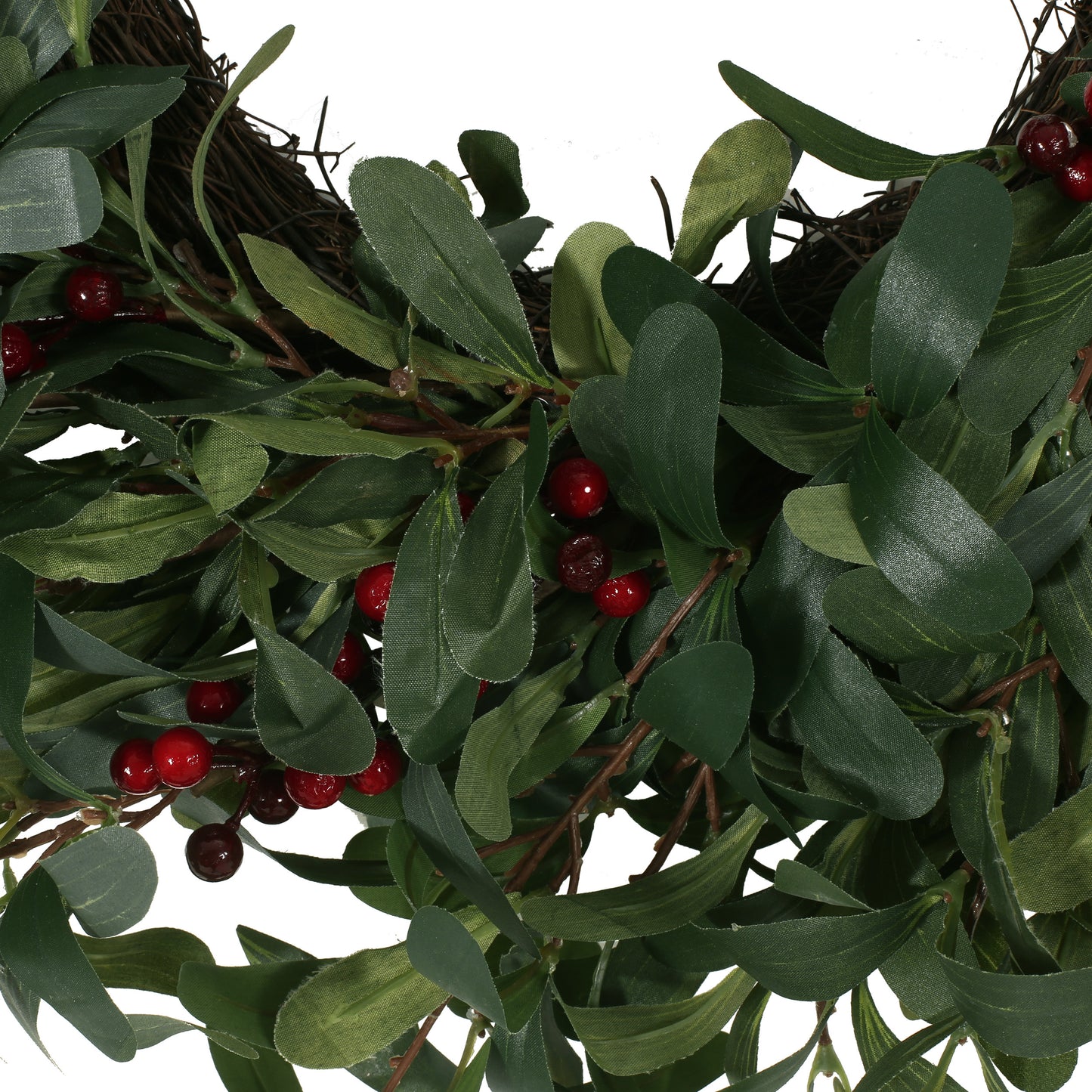 Dore 25" Olive Artificial Silk Wreath with Berries, Green and Red