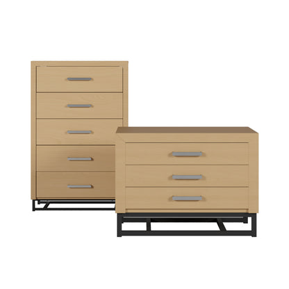 Borah Contemporary Faux Wood 2 Piece 5 Drawer Dresser and Nightstand Bedroom Set