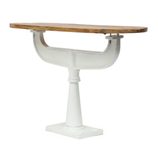 Mollet Outdoor Handcrafted Mango Wood Bistro Table, Natural and White