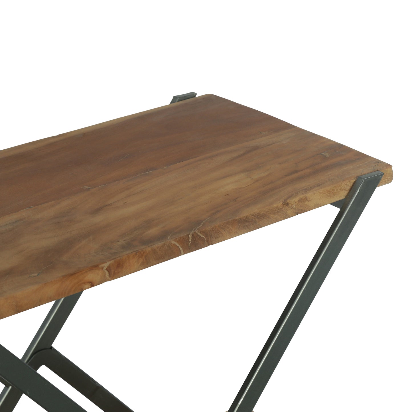 Catalopa Modern Industrial Handcrafted Wood Side Table, Light Walnut and Gray