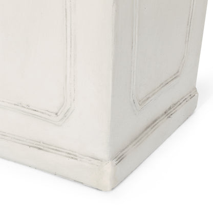Greg Outdoor Small and Large Cast Stone Tapered Planter Set, Antique White