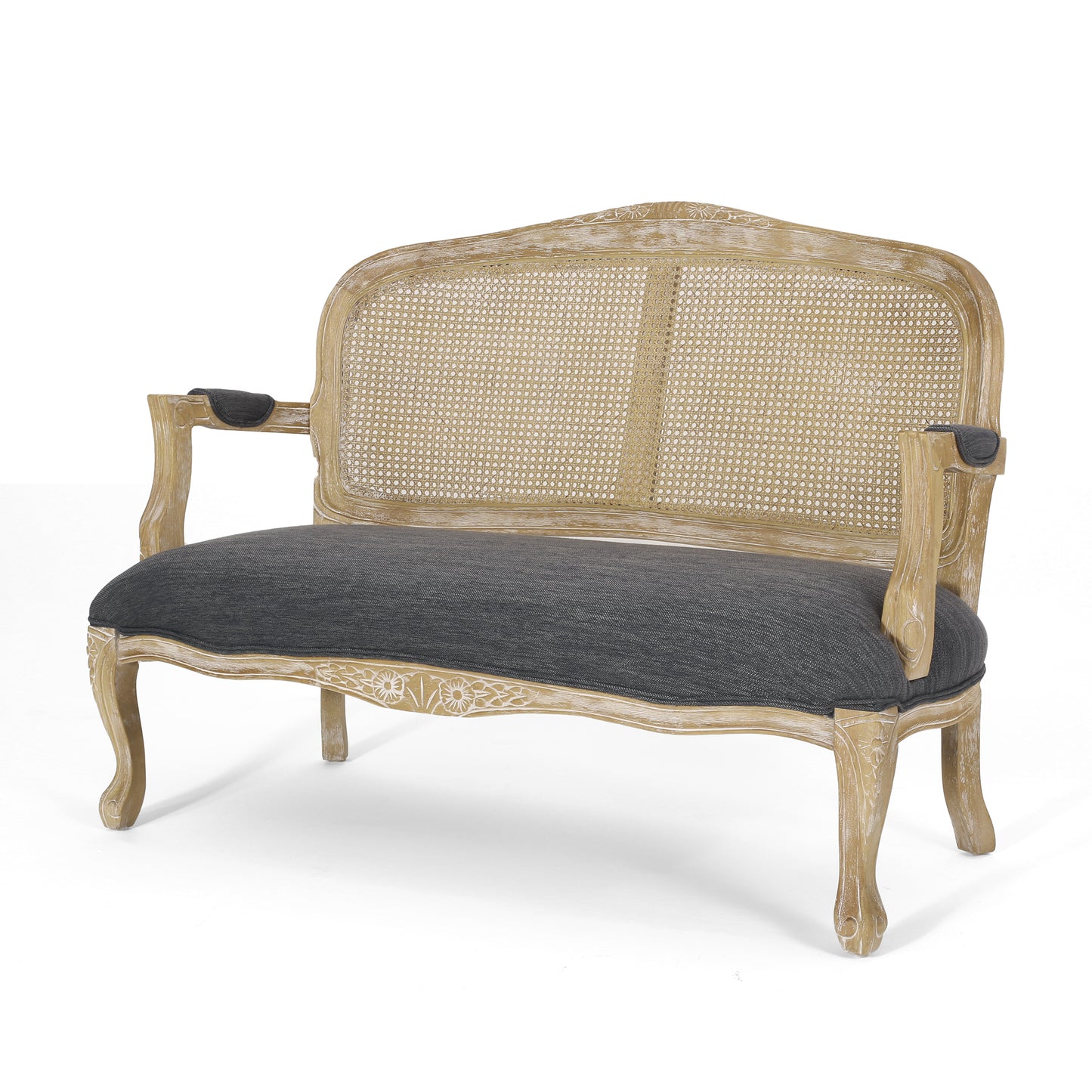 Wistar French Country Wood and Cane Loveseat
