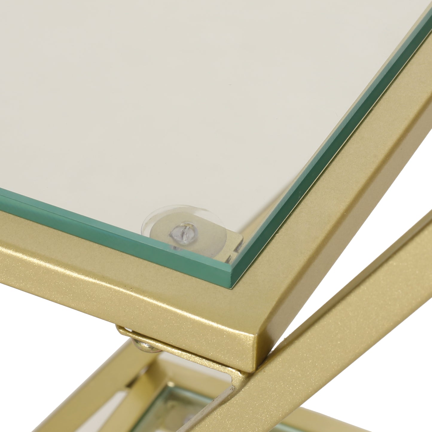 Wallner Modern Glam Tempered Glass 3 Shelf Asymmetrical Bookcase, Gold