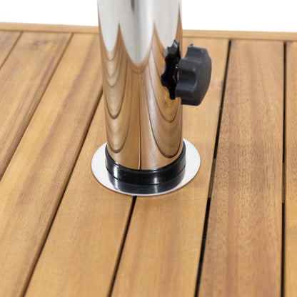 Bucy Outdoor 44lb Acacia Wood Square Umbrella Base with Stainless Steel Tube, Teak