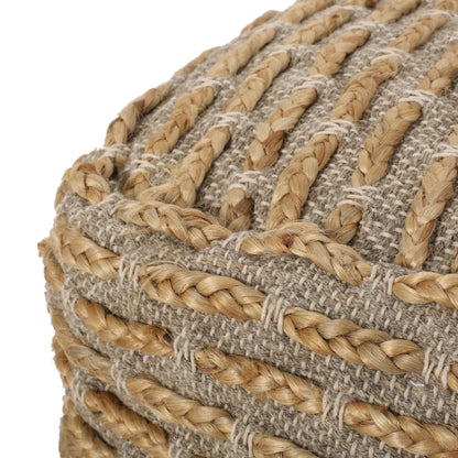 Berea Boho Handcrafted Fabric Cube Pouf, Natural
