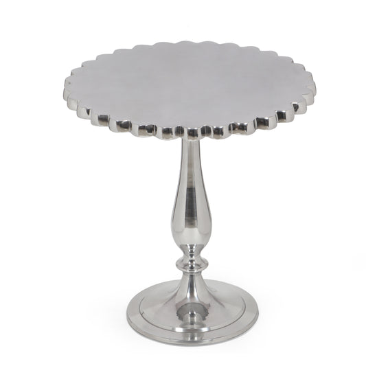 Washington Modern Glam Handcrafted Aluminum Side Table, Silver
