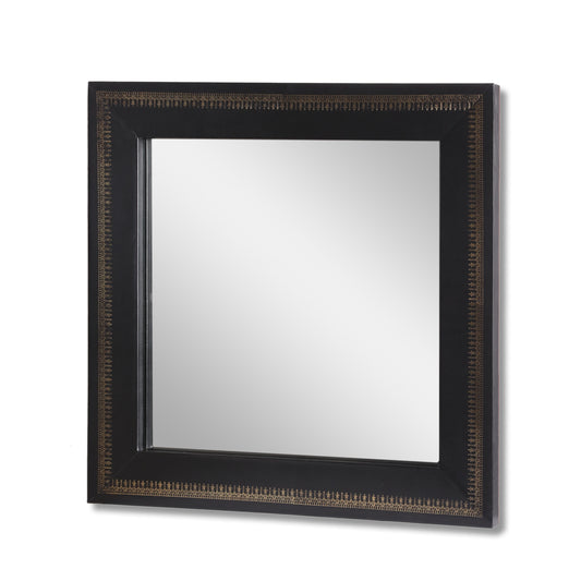 Crowe Handcrafted Boho Embossed Leather Square Wall Mirror