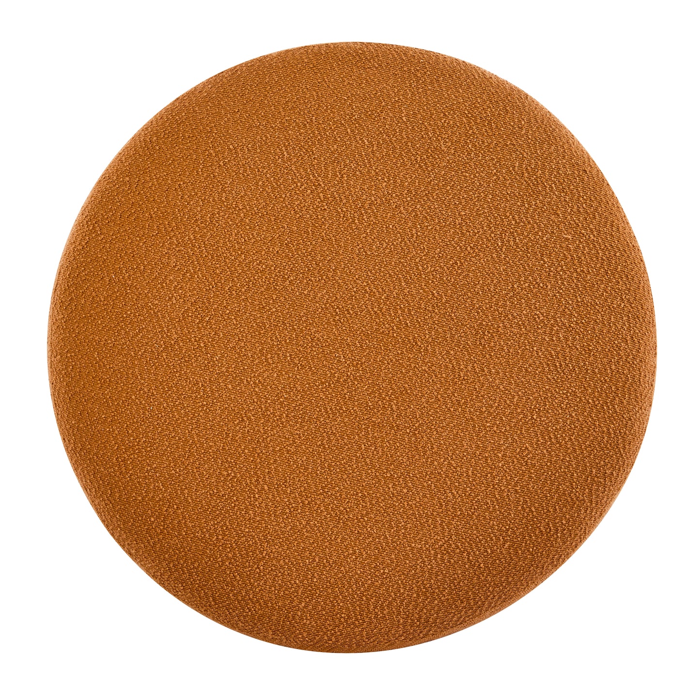 Modis Round Ottoman: Boucle Top with Splayed Rubber Wood Legs