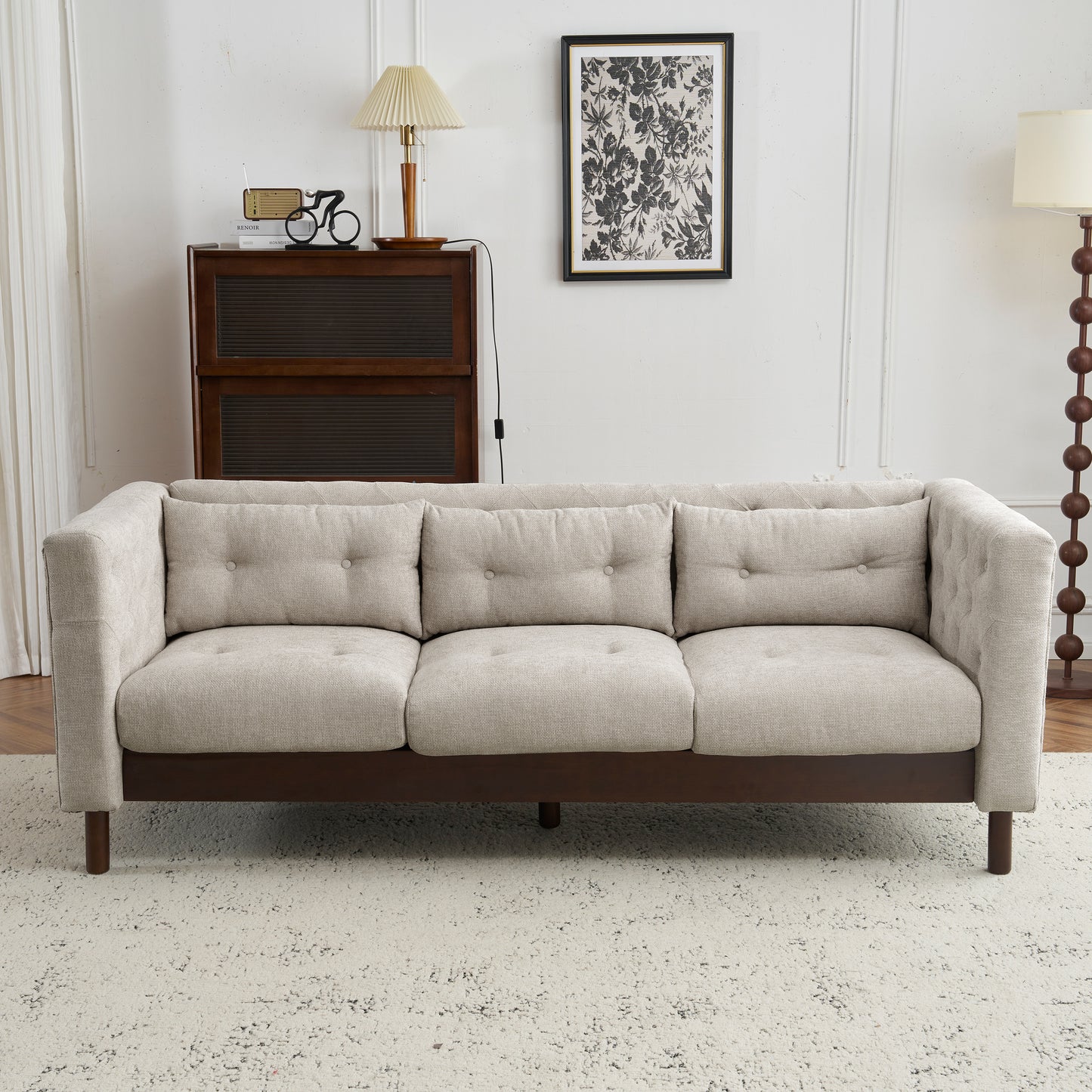 Noirae Upholstered Sofa Modern 3-seater Sofa Couch with Tufted